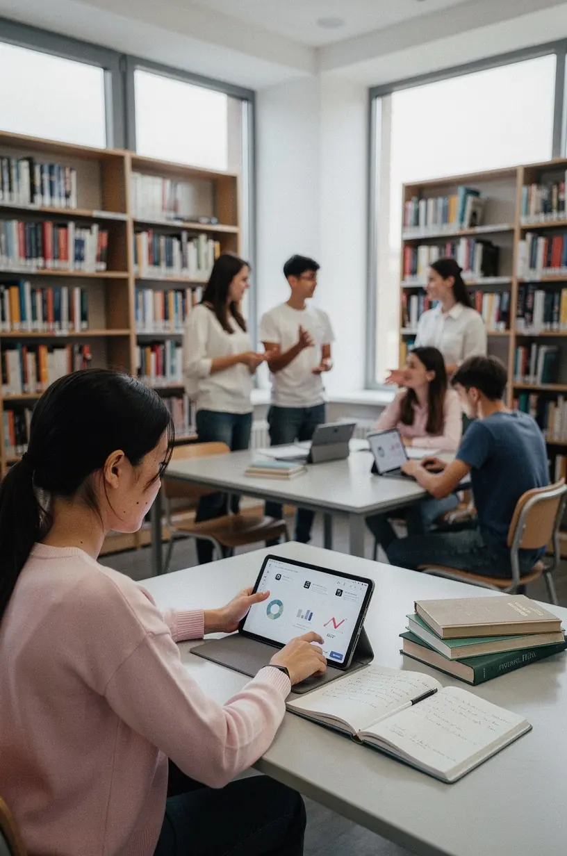 Imaginează un birou organizat minimalist cu un laptop și o notiță simplă pentru eficiența digitală.